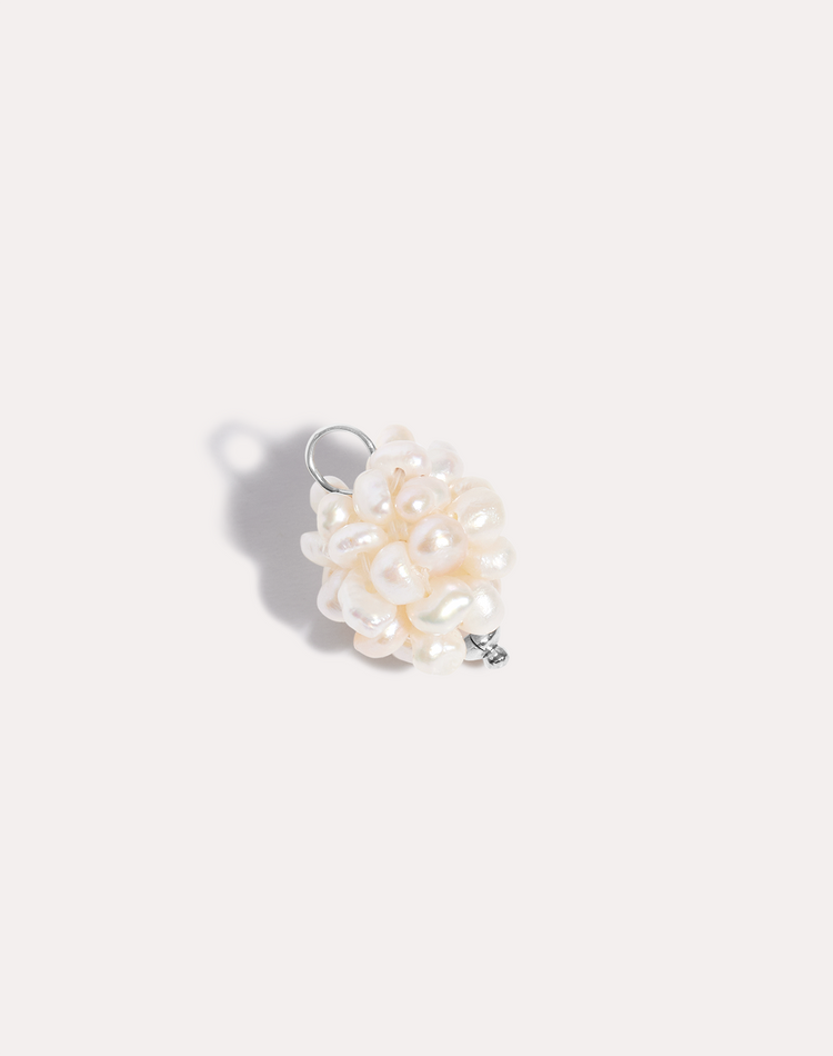 Pearl Puff Mini Earring Charm in Silver